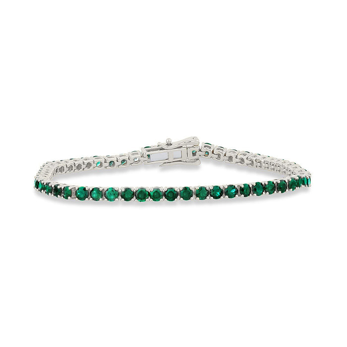 SPECIAL! 5.52ct G SI 14K White Gold Emerald Gemstones Tennis Bracelet