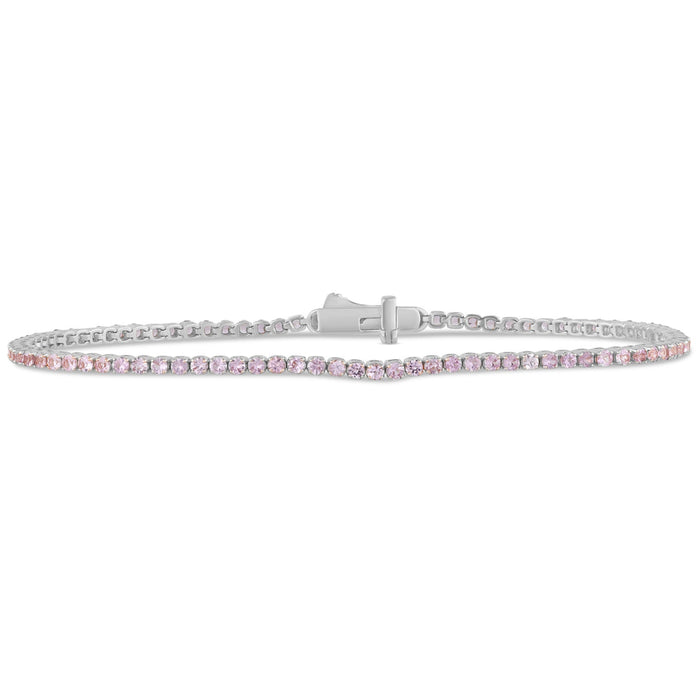 SPECIAL! 2.50ct G SI 14K White Gold Natural Pink Sapphire Tennis Bracelet 7"