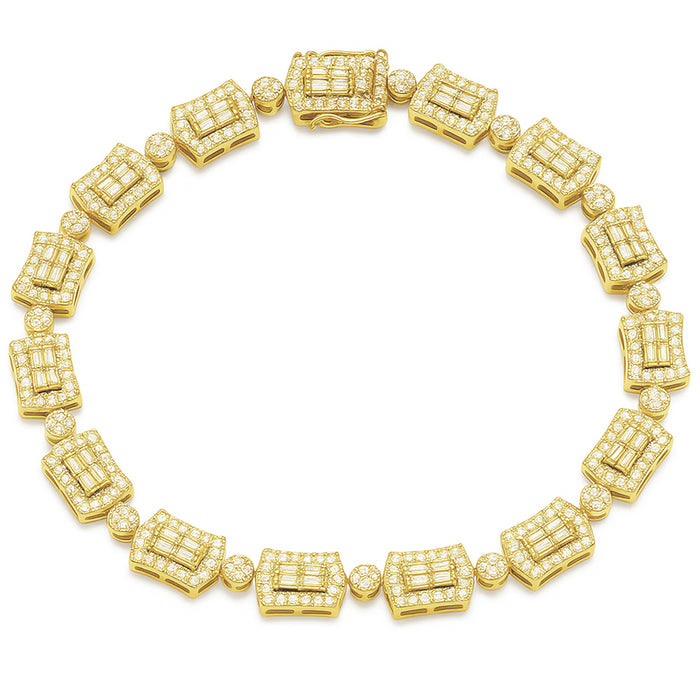 SPECIAL! 4.49ct G SI 14kt Yellow Gold Round & Baguette Diamond Bracelet 8.5" Long