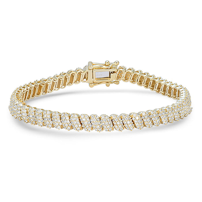 SPECIAL! 3.26ct G SI 14kt Yellow Gold Round Diamond Bracelet 7" Long
