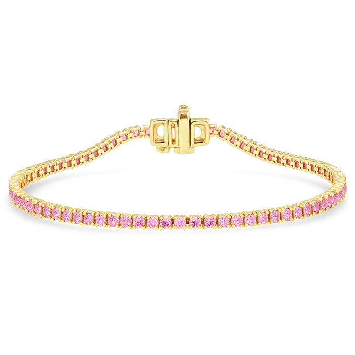 SPECIAL! 3.47ct G SI 14kt Yellow Gold Pink Sapphire Tennis Bracelet 7" Long
