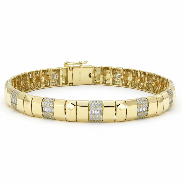 SPECIAL! 1.33ct G SI 14kt Yellow Gold Diamond Modern Flexible Bangle Bracelet 7" Long