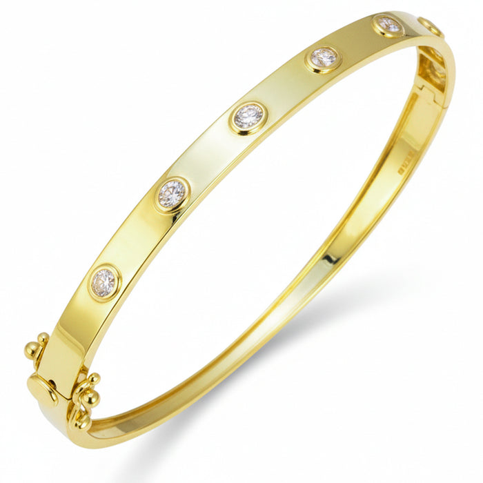 SPECIAL! .67ct G SI 14kt Yellow Gold Oval Diamond Bezel Set Bangle Bracelet
