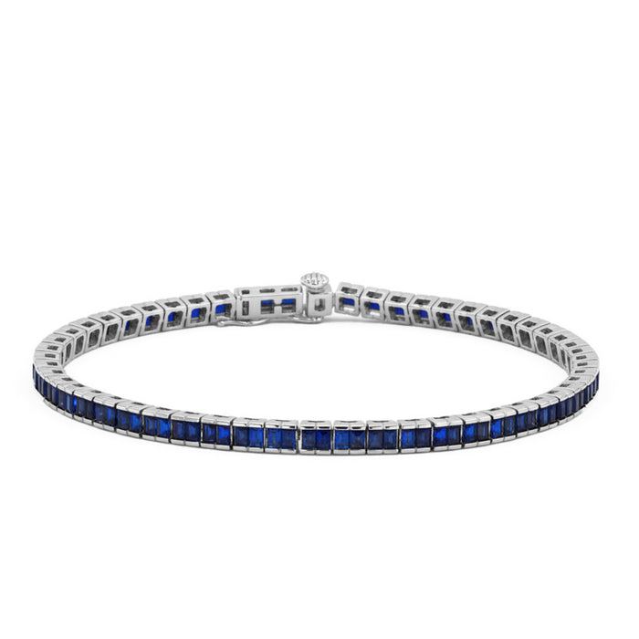 SPECIAL! 1.99ct 14kt White Gold Blue Sapphire Gemstone Bracelet 6.5" Long