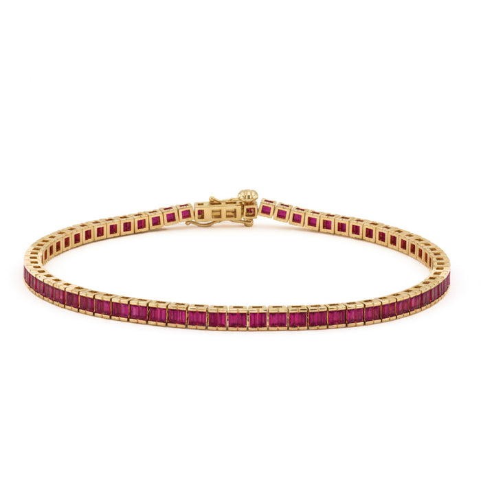SPECIAL! 2.68ct 14kt Yellow Gold Ruby Gemstone Bracelet 6.5" Long