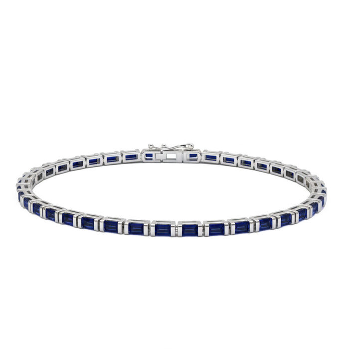SPECIAL! 2.20ct 14kt White Gold Blue Sapphire Gemstone Bracelet 7" Long
