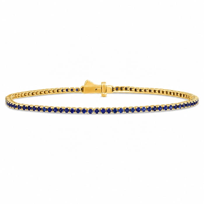 SPECIAL! 1.27cts G SI 14K Yellow Gold Natural Blue Sapphire Tennis Bracelet 7"