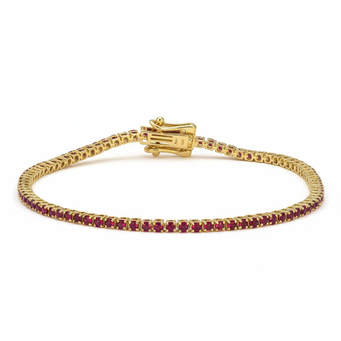 SPECIAL! 2.15ct G SI 14kt Yellow Gold Ruby Gemstone Tennis Bracelet 7" Long