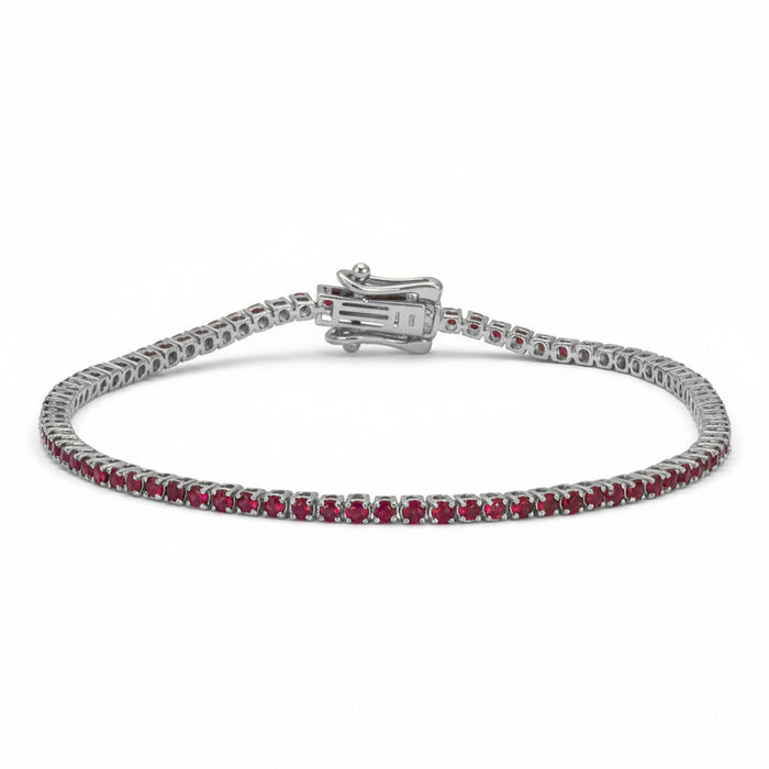 SPECIAL! 2.46ct G SI 14kt White Gold Ruby Gemstone Tennis Bracelet 7" Long