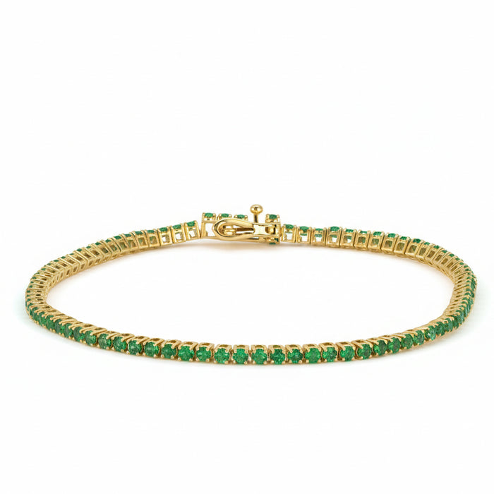 SPECIAL! 1.77ct G SI 14kt Yellow Gold Emerald Gemstone Tennis Bracelet 7" Long