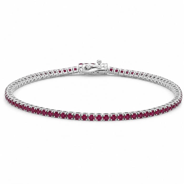 SPECIAL! 3.02ct G SI 14kt White Gold Ruby Gemstone Tennis Bracelet 7" Long