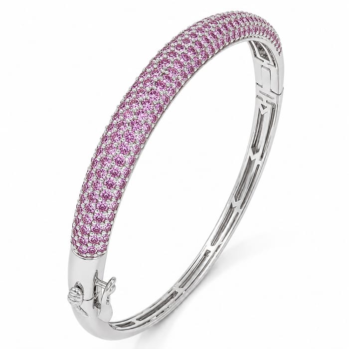 SPECIAL! 5.28ct G SI 14kt White Gold Pink Sapphire Pave Set Gemstone Bangle (Copy)