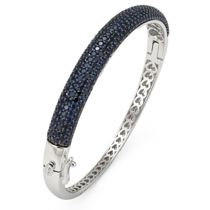 SPECIAL! 4.85ct G SI 14kt White Gold Blue Sapphire Pave Set Gemstone Bangle
