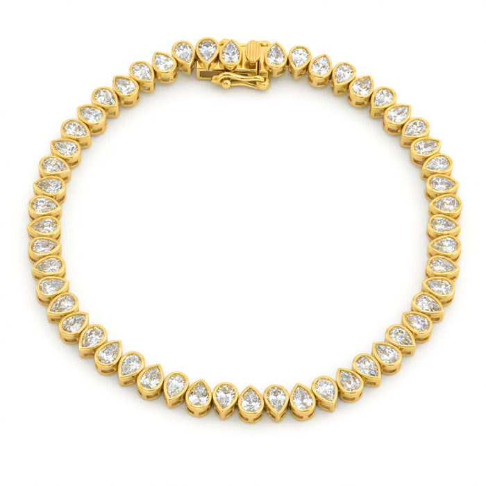 SPECIAL! 4.59ct G SI 14kt Yellow Gold Pear Diamond Tennis Bracelet 7" Long