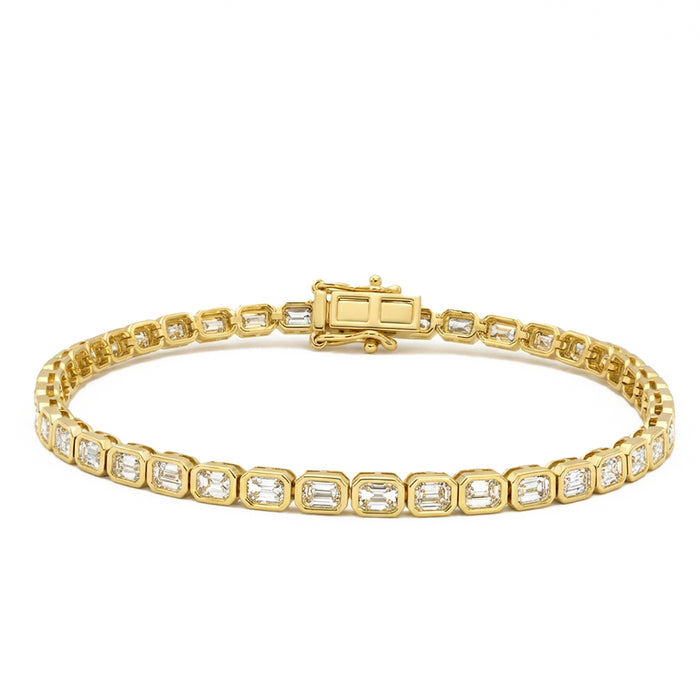 SPECIAL! 4.07ct G SI 14kt Yellow Gold Bezel Set Diamond Tennis Bracelet 7" Long