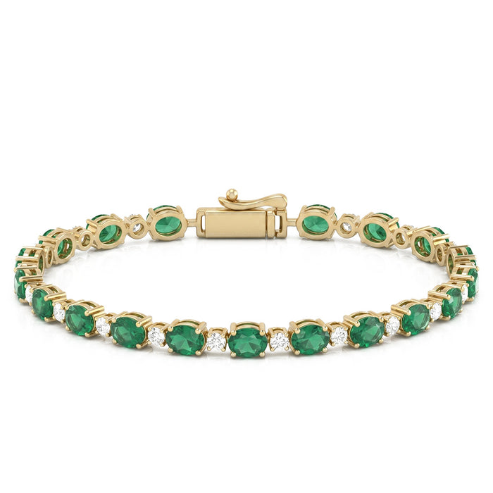 SPECIAL! 4.83ct G SI 14kt Yellow Gold Diamond & Emerald Gemstone Tennis Bracelet 7.25" Long
