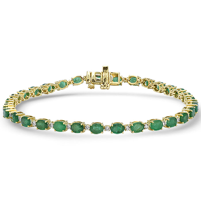 SPECIAL! 4.81ct G SI 14kt Yellow Gold Diamond & Emerald Gemstone Tennis Bracelet 7" Long