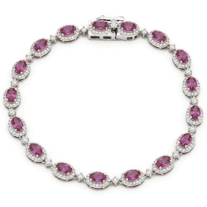 SPECIAL! 5.07ct G SI 14kt White Gold Pink Sapphire Gemstone Tennis Bracelet 7" Long