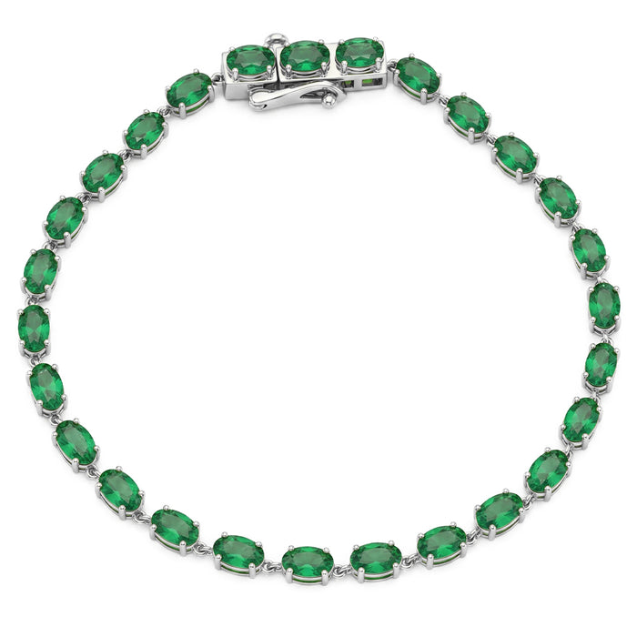 SPECIAL! 5.97ct G SI 14kt White Gold Emerald Gemstone Tennis Bracelet 7" Long