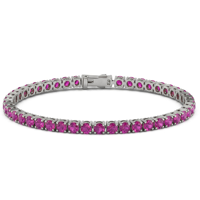 SPECIAL! 7.24ct G SI 14kt White Gold Pink Sapphire Gemstone Tennis Bracelet 7" Long