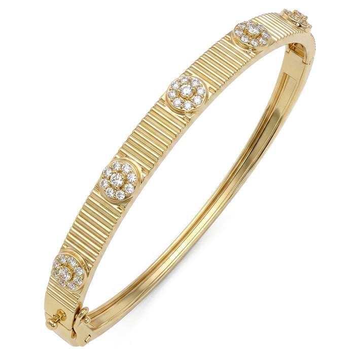 SPECIAL! .64ct G SI 14kt Yellow Gold Diamond Clover Bangle Bracelet