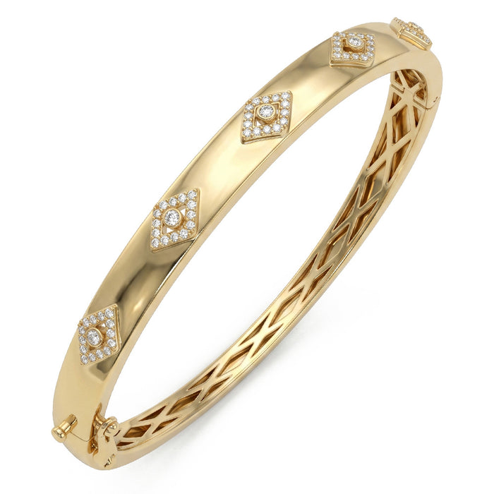 SPECIAL! .33ct G SI 14kt Yellow Gold Diamond Evil Eye Bangle Bracelet