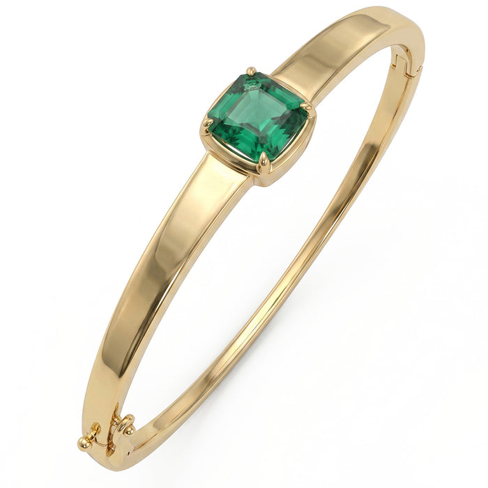 SPECIAL!3.90ct G SI 14kt Yellow Gold Emerald Gemstone Bangle Bracelet