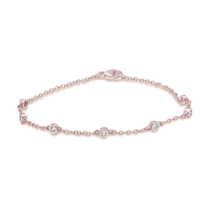 DIAMOND CLOSEOUT! .22ct G SI 14k Rose Gold Diamond by the Yard Station Bracelet 7" Long