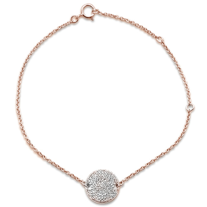 DIAMOND CLOSEOUT! .17ct 14kt Rose Gold Diamond Round Micro Pave Circle Bracelet 7"