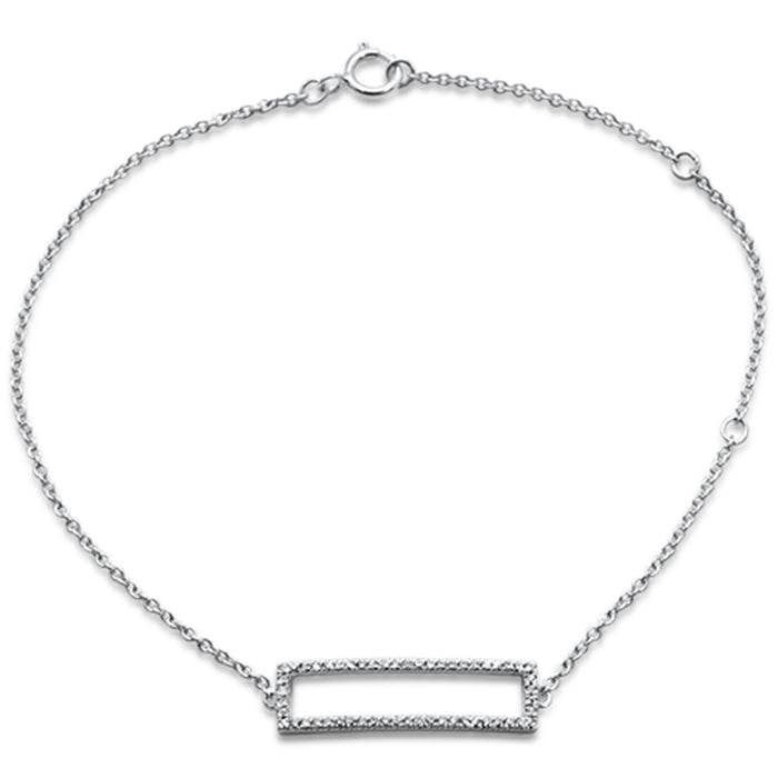 DIAMOND CLOSEOUT! .10ct 14kt White Gold Diamond Trendy Bar Bracelet 7" Long Adj