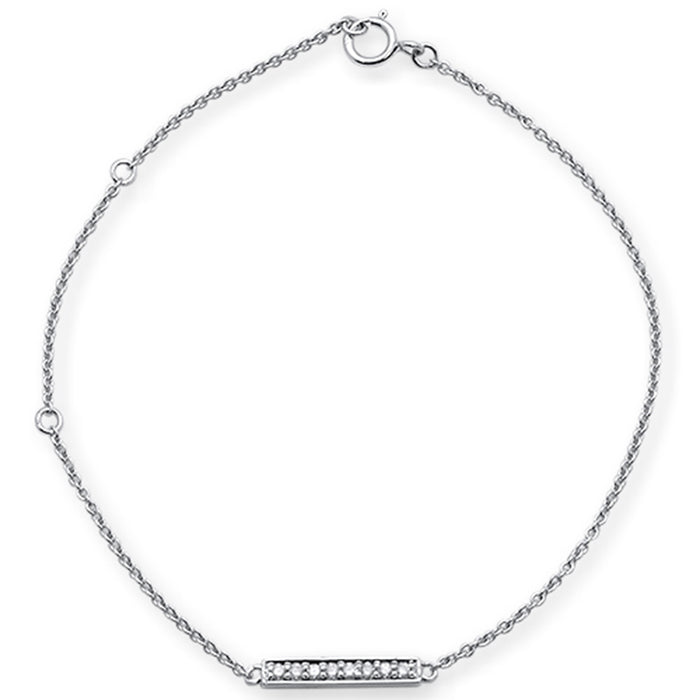 DIAMOND CLOSEOUT! .07ct 14kt White Gold Diamond Trendy Bar Bracelet 7" Long Adj