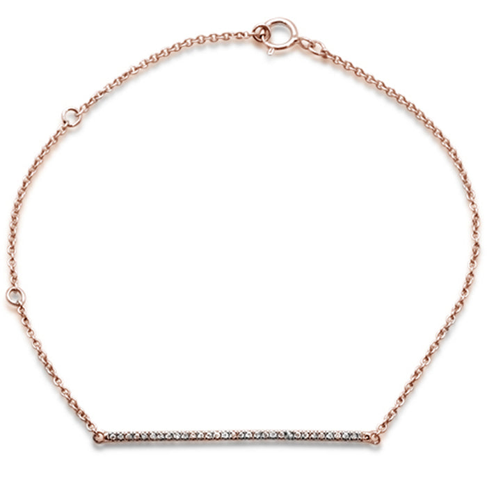 DIAMOND CLOSEOUT! .07ct 14kt Rose Gold Diamond Trendy Bar Bracelet 7" Long Adj
