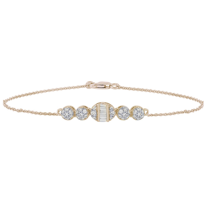 SPECIAL! .33ct 14K Yellow Gold Round & Baguette Diamond Bracelet 7"