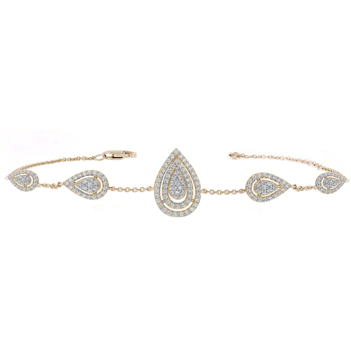 DIAMOND CLOSEOUT! .88ct 14K Yellow Gold Pear Shaped Diamond Bracelet 7"