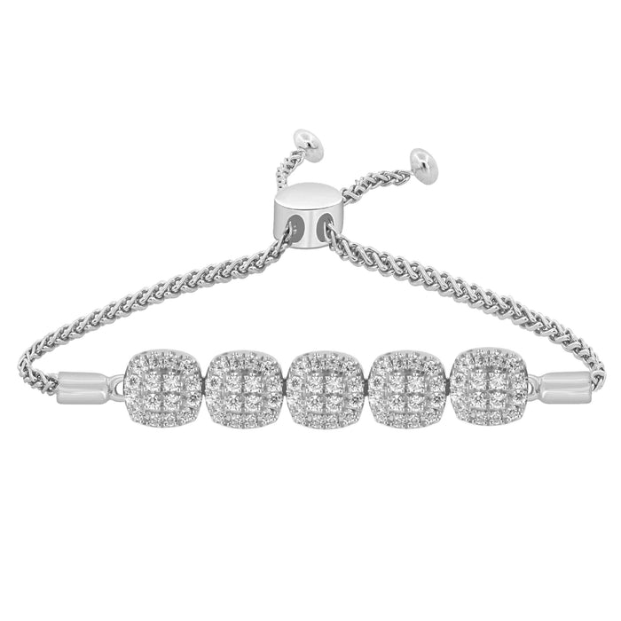 DIAMOND CLOSEOUT! .39ct 14K White Gold Diamond Adjustable Bola Bracelet