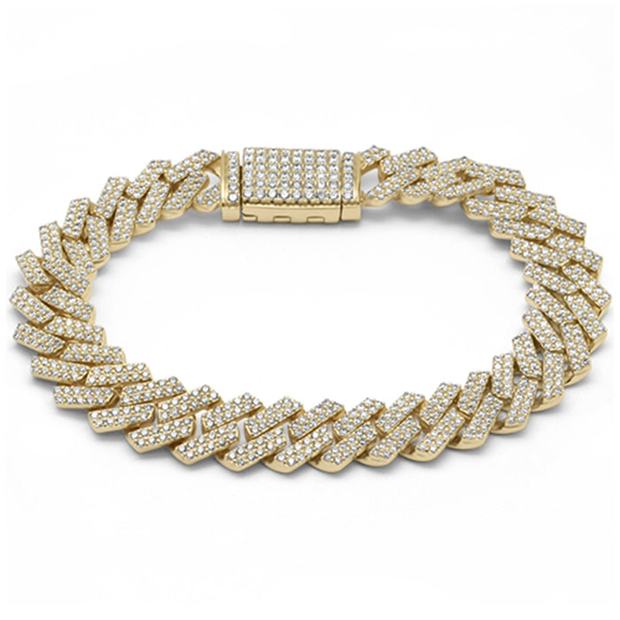 DIAMOND CLOSEOUT! 13MM 9.32ct G SI 14K Yellow Gold Diamond Square Cuban Bracelet 9"