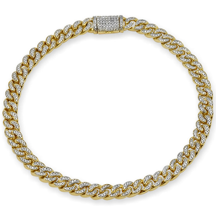 SPECIAL! 6MM 0.75ct 14K Yellow Gold Diamond Round Cuban Bracelet 7"