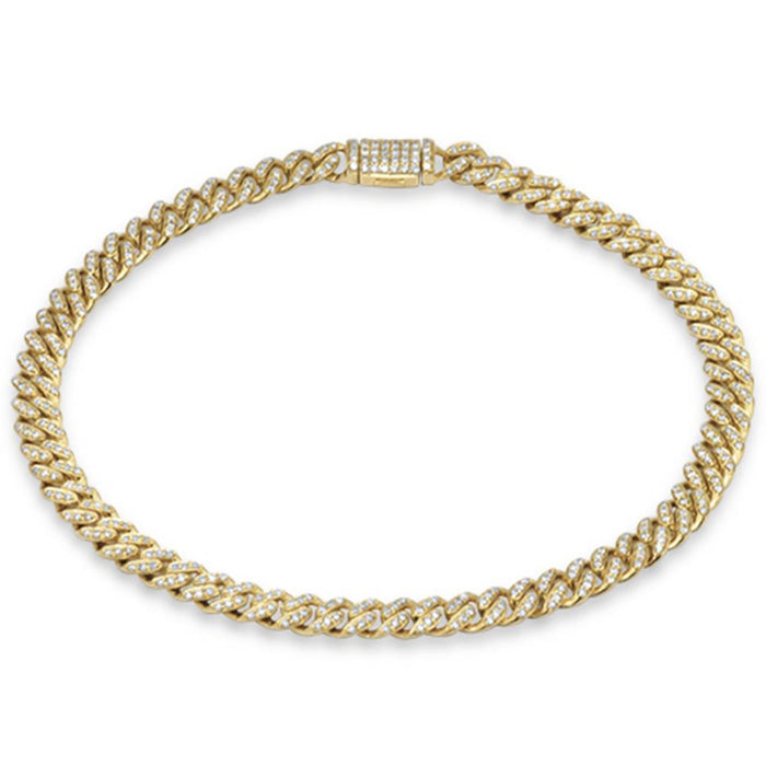 SPECIAL! 5mm 0.68ct G SI 14K Yellow Gold Diamond Round Cuban Bracelet 7"