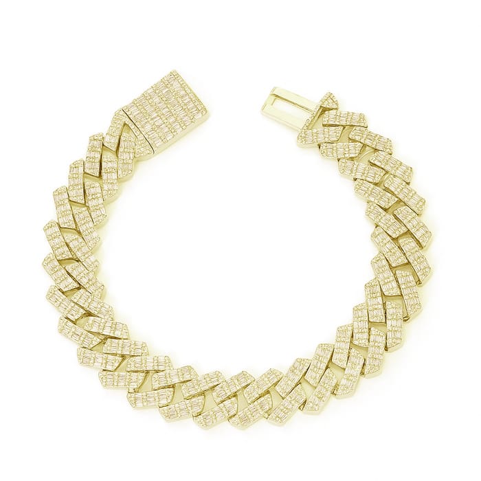 DIAMOND CLOSEOUT! 15MM 8.85ct G SI 14K Yellow Gold Diamond Baguette & Round Bracelet 8.5"