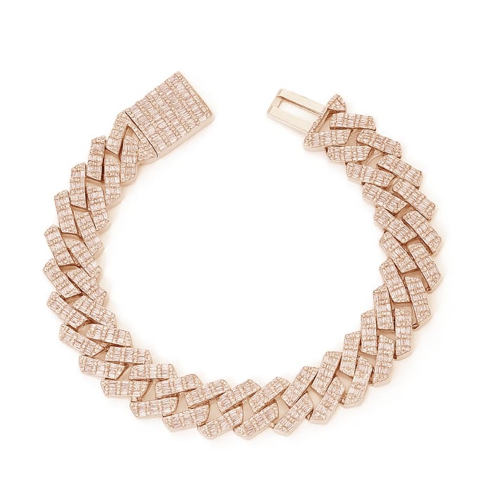 DIAMOND CLOSEOUT! 15MM 8.83ct G SI 14K Rose Gold Diamond Baguette & Round Bracelet 8.5"