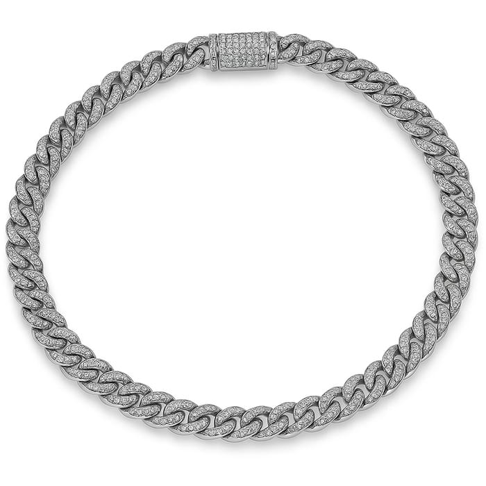 SPECIAL! 4MM .82ct 14K White Gold Diamond Round Cuban Bracelet 8"
