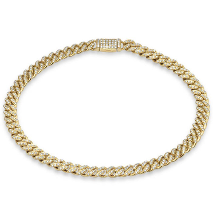 SPECIAL!5mm .65ct G SI 14K Yellow Gold Diamond Round Cuban Bracelet 7"