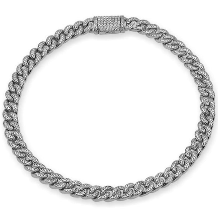 SPECIAL!5MM .66ct G SI 14K White Gold Diamond Round Cuban Bracelet 7"