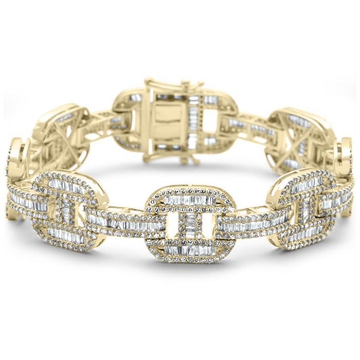 DIAMOND CLOSEOUT! 11.12ct G SI 14K Yellow Gold Baguette & Round Diamond Bracelet 8.5"