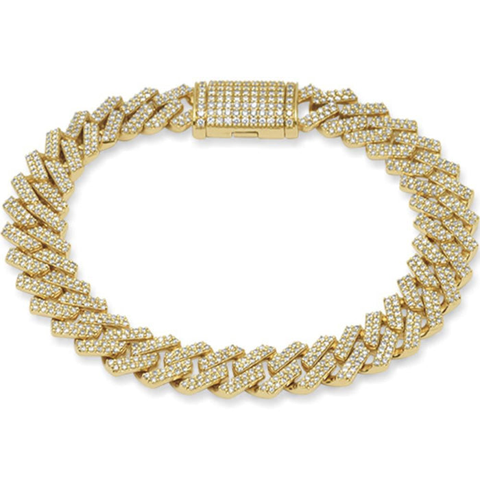 SPECIAL! 15mm 13.18ct G SI 14K Yellow Gold Diamond Square Cuban Bracelet 8"