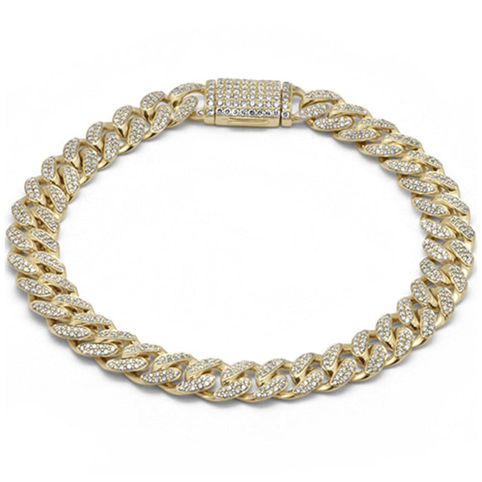 SPECIAL! 9MM 3.24ct G SI 14K Yellow Gold Diamond Round Cuban Bracelet 8"