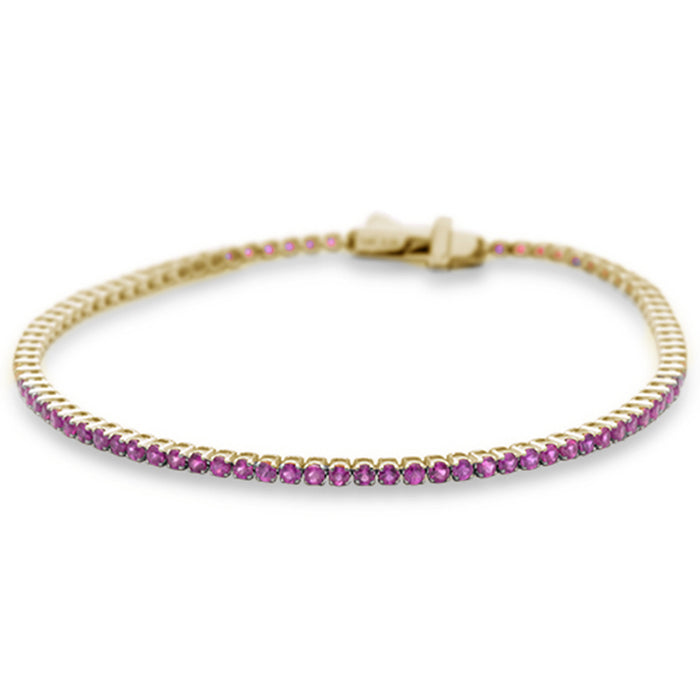 SPECIAL! 2.31ct G SI 14K Yellow Gold Natural Ruby Tennis Bracelet 7"