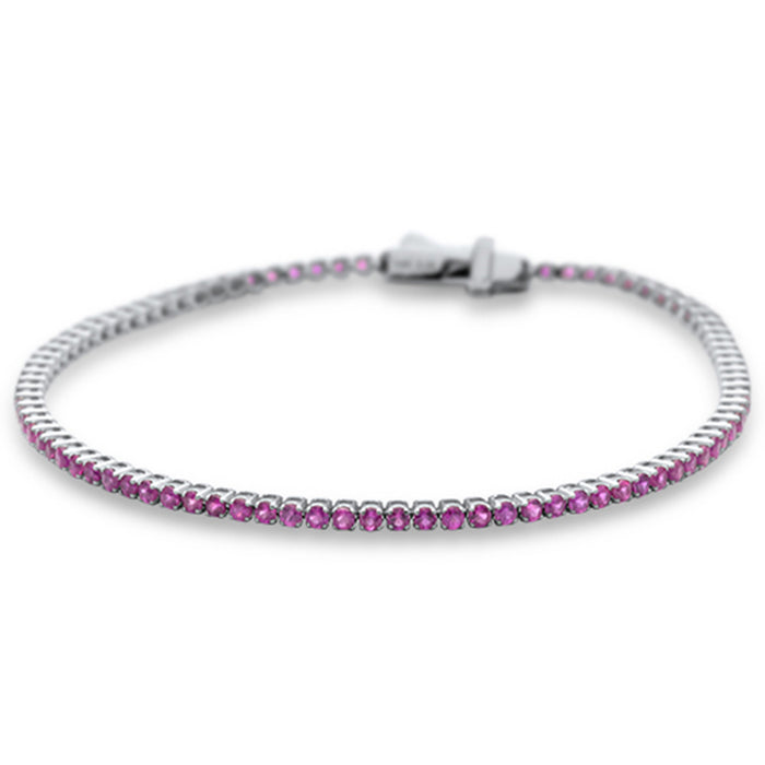SPECIAL! 2.63ct G SI 14K White Gold Natural Ruby Tennis Bracelet 7"