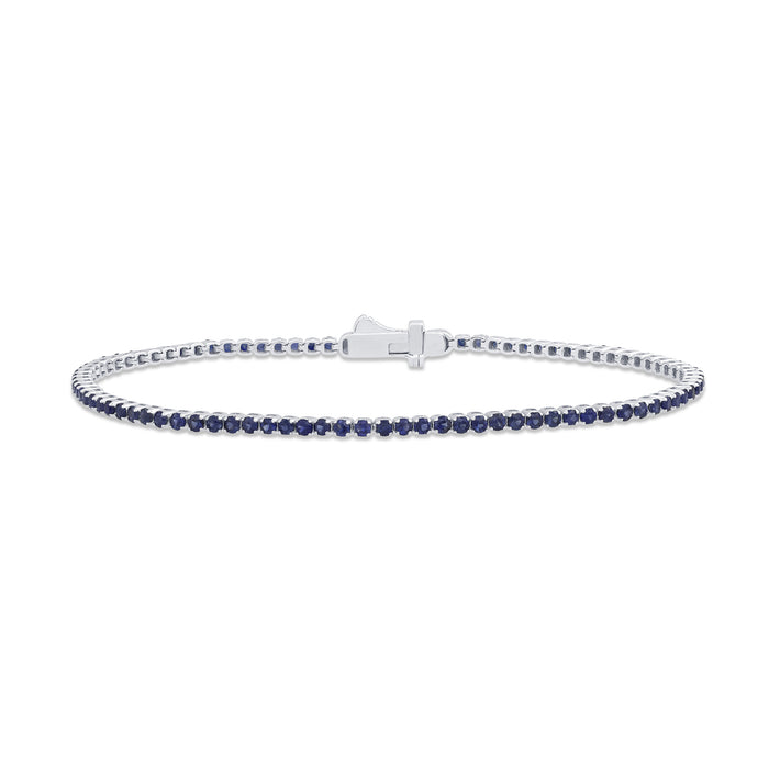 SPECIAL! 2.44ct G SI 14K White Gold Natural Blue Sapphire Tennis Bracelet 7"