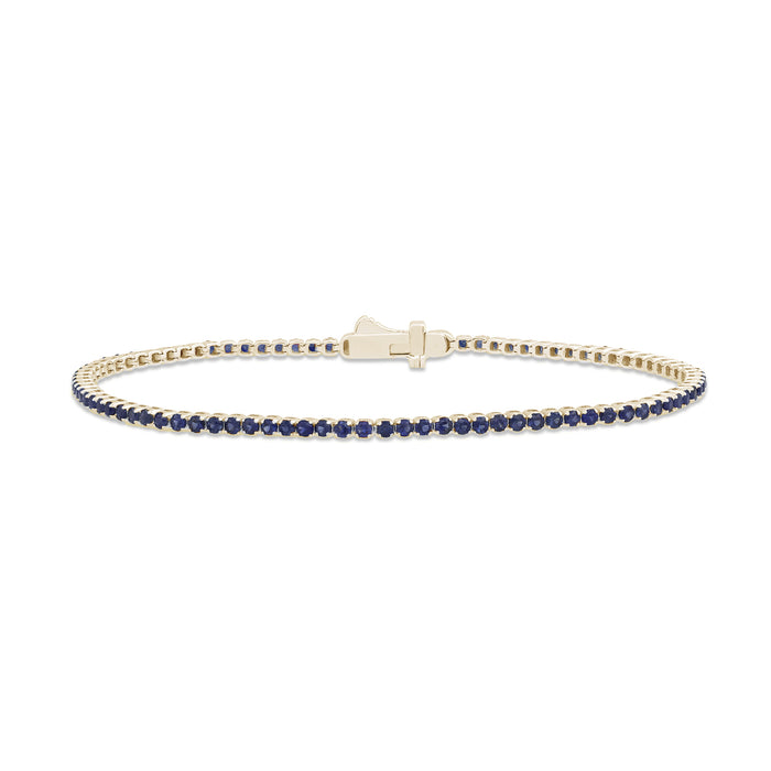 SPECIAL!2.35ct 14K Yellow Gold Natural Blue Sapphire Tennis Bracelet 7"